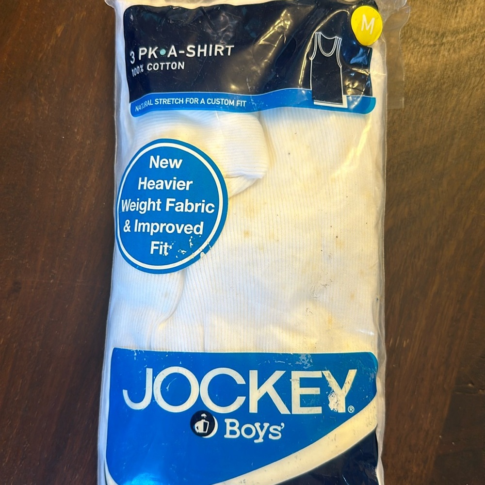 3-Pack Jockey A Shirt Medium (10-12) or Small (6-8), New